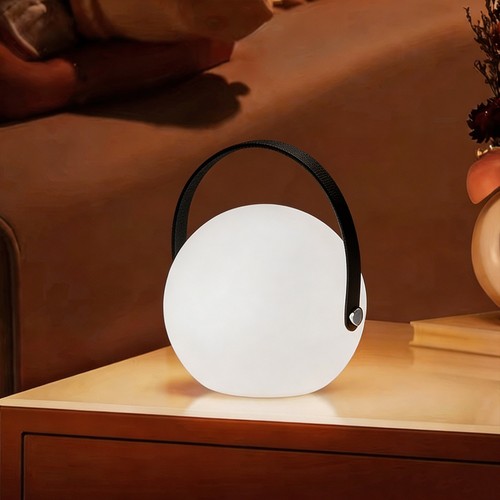 Wiederaufladbare RGB LED Tischleuchte Ø13cm - Weiß, inkl. Fernbedienung, IP54 Außen