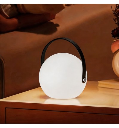 Wiederaufladbare RGB LED Tischleuchte Ø13cm - Weiß, inkl. Fernbedienung, IP54 Außen
