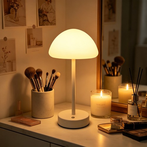 Wiederaufladbare LED-Tischleuchte Innen/Außen - Weiß, Touch-dimmbar, 3-in-1, IP20