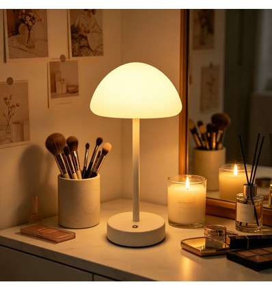Wiederaufladbare LED-Tischleuchte Innen/Außen - Weiß, Touch-dimmbar, 3-in-1, IP20