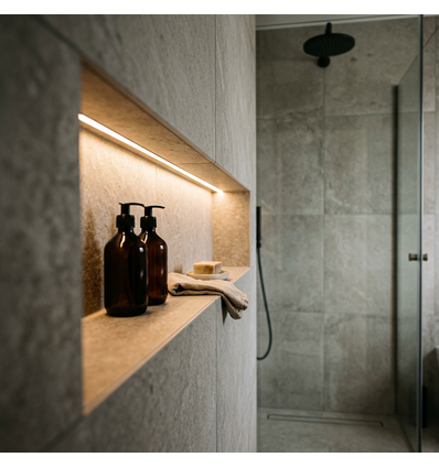 Badezimmer LED Strip, 12W/m 5m wasserdicht - 2m Kabel, 24V, COB LED
