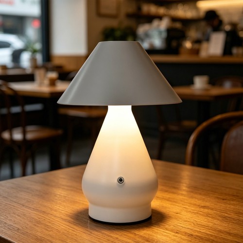 Wiederaufladbare LED-Tischleuchte - Weiß, Ø16cm, 21,5cm hoch, Touch-dimmbar, 3in1, IP20