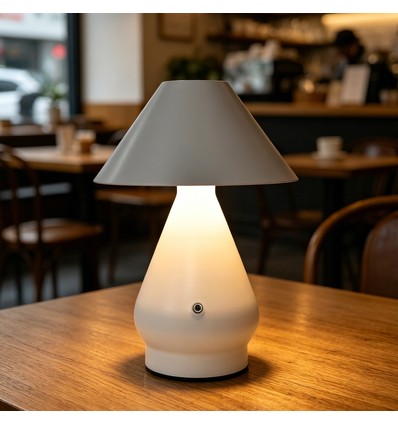 Wiederaufladbare LED-Tischleuchte - Weiß, Ø16cm, 21,5cm hoch, Touch-dimmbar, 3in1, IP20