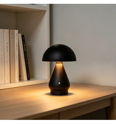 Wiederaufladbare LED-Tischleuchte - Schwarz, Ø15cm, 22cm hoch, Touch dimmbar, 3in1, IP20