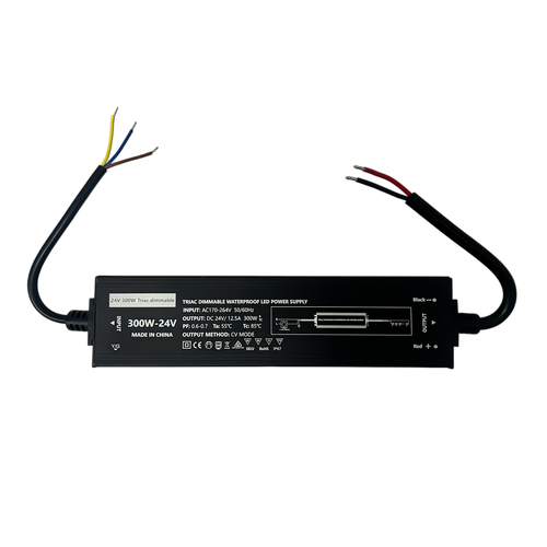 300W / 24V DC dimmbares Netzteil - 12,5A, IP67, Flicker free
