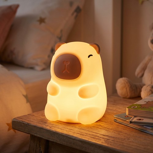 MOCHI Wasserschwein Nachtlicht aus weichem Silikon - aufladbar, Farbwechsel + Warmweiß