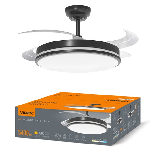 60W LED Deckenleuchte mit Ventilator - CCT, Schwarz, inkl. Fernbedienung