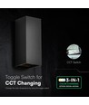 V-Tac 10W LED Wandleuchte 3-in-1 - Schwarzes Gehäuse, IP65, Up/Down Light, inkl. Leuchtmittel