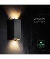 V-Tac 10W LED Wandleuchte 3-in-1 - Schwarzes Gehäuse, IP65, Up/Down Light, inkl. Leuchtmittel