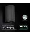 10W LED Wandleuchte - 3-in-1 CCT, IP65, Schwarz, Up/Down Light