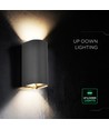 10W LED Wandleuchte - 3-in-1 CCT, IP65, Schwarz, Up/Down Light