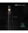 V-Tac 11W LED Gartenleuchte - Schwarz, IP65, 3000K, Cree Chip, 6 Jahre Garantie