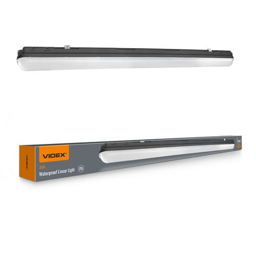 120cm 36W wasserfeste LED-Wannenleuchte - IP65, Schwarz, 5000K, durchverdrahtet