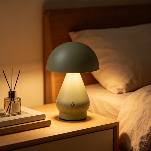 Wiederaufladbare LED-Tischleuchte - Grün, Ø15cm, 22cm hoch, Touch-dimmbar, 3-in-1, IP20