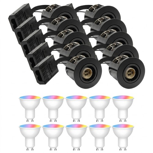 10er-Set Zigbee Einbaustrahler Inno88 - Inkl. Hue-kompatible GU10, Schwarz, IP44, für Isolierung geeignet