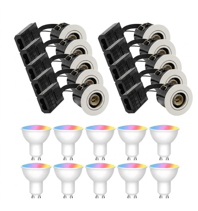 10er-Set Zigbee Einbaustrahler Inno88 - Inkl. Hue-kompatible GU10, Weiß, IP44, isolationsfest