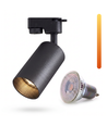 Dim to warm GU10 Schienenspot - Inklusive 6W Dimtowarm Glühbirne, Schwarz, 1-phasig, 1F2W