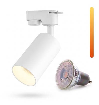Dim to warm GU10 Schienenspot - Inklusive 6W Dimtowarm Leuchtmittel, Weiß, 1-phasig, 1F2W