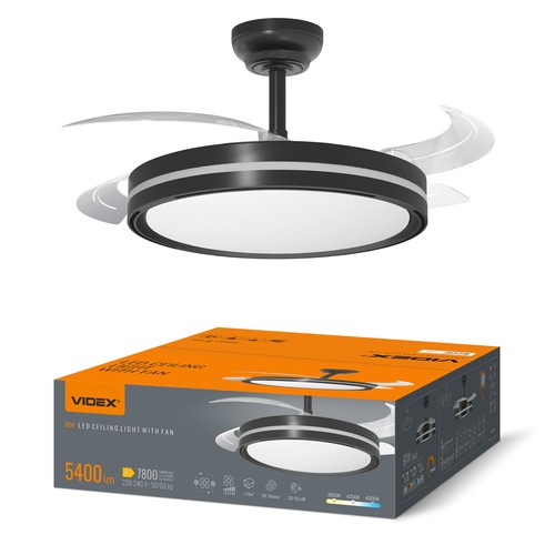 Deckenleuchte mit verstecktem Ventilator - RA90, CCT, 60W, schwarz