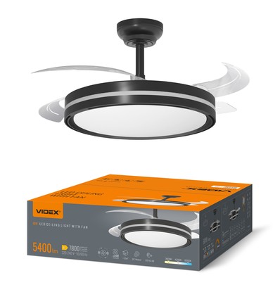 Deckenleuchte mit verstecktem Ventilator - RA90, CCT, 60W, schwarz