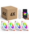 4er Set RGB+CCT Smart Home Downlight - 5W LED, Bluetooth, Google Home & Alexa