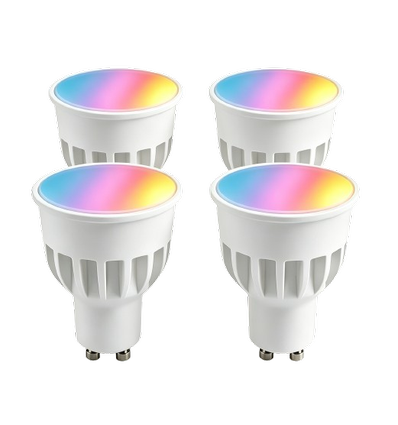 4x GU10 5W Smart Home LED Lampe - Bluetooth, 6,6 cm, kompatibel mit Google Home, Alexa und Smartphone