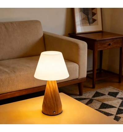 Wiederaufladbare LED-Tischleuchte - Holz, Touch-dimmbar, 3in1, IP20