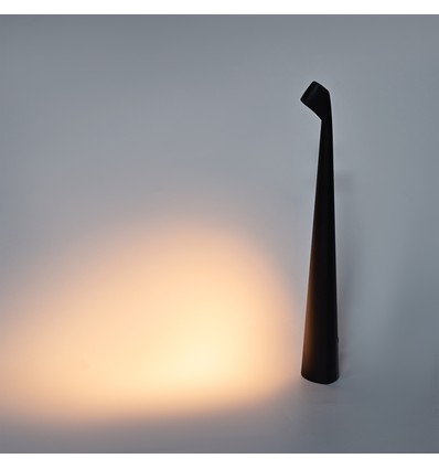 Wiederaufladbare LED Tischleuchte innen/außen - Schwarz, 40cm hoch, 3-Stufen dimmbar, IP44