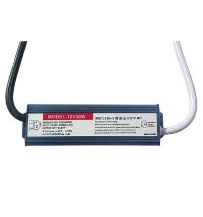 36W / 12V DC Netzteil - 3A, IP67 wasserdicht