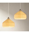 Keramik E27 Pendelleuchte - Plissiert, Weiß/Messing, 2m Kabel, Ø27x23cm, ohne Leuchtmittel