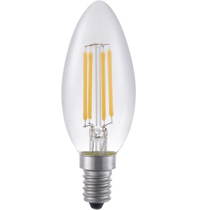 E14 4W dimmbare LED-Tropfenlampe - Filament, C35, 370lm, 2500K, Klarglas