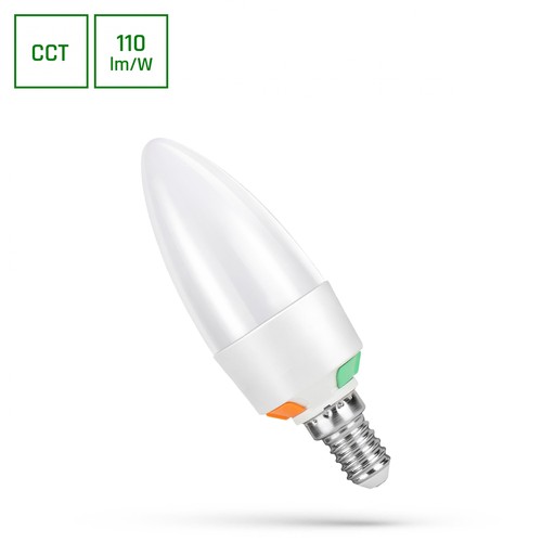 E14 6W LED Kerzenlampe - C37, CCT, 3-Stufen-Watt-Einstellung, inkl. Leuchtmittel