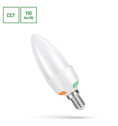 E14 6W LED Kerzenlampe - C37, CCT, 3-Stufen-Watt-Einstellung, inkl. Leuchtmittel