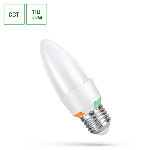 E27 6W LED Kerzenlampe - C37, CCT, 3-in-1 Lichtfarbe, inkl. Leuchtmittel