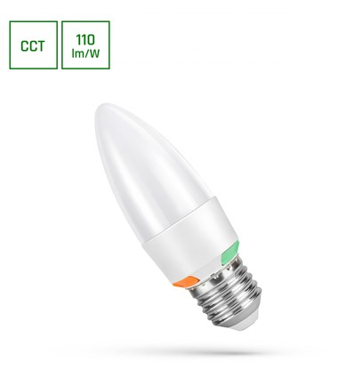 E27 6W LED Kerzenlampe - C37, CCT, 3-in-1 Lichtfarbe, inkl. Leuchtmittel
