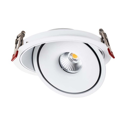 Demo: 30W Ø20 cm Einbaustrahler RA90 - Ausschnitt: Ø18 cm, Maße: Ø20 cm, CCT - 3 Lichtfarben, 3-in-1, weißer Rand