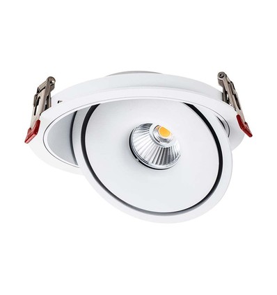 Demo: 30W Ø20 cm Einbaustrahler RA90 - Ausschnitt: Ø18 cm, Maße: Ø20 cm, CCT - 3 Lichtfarben, 3-in-1, weißer Rand