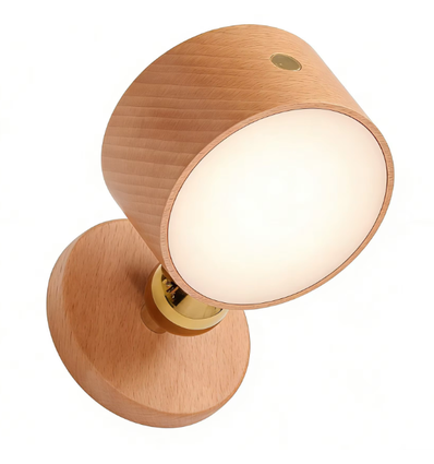 4W Wiederaufladbare Wandleuchte - IP20, Rund, Holzoptik, 360° drehbar, inkl. Leuchtmittel