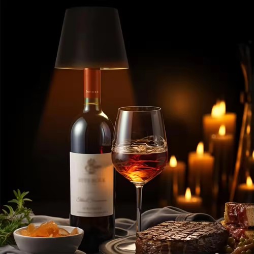 Wiederaufladbare LED Flaschenleuchte - Schwarz, Touch dimmbar, 3in1, IP20