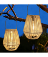 Solar Rattan Laterne – Boho Gartenlampe mit Dämmerungssensor, IP44