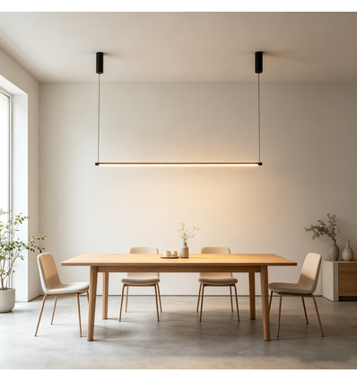 Schwarze Esstischlampe 126cm - 18W, inkl. Seilaufhängung