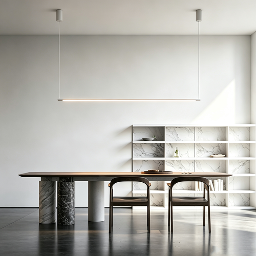 126cm dimmbare Esstischlampe - Weiß, 18W LED, inkl. Seilaufhängung