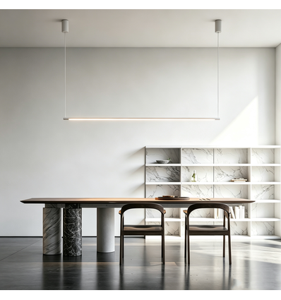 126cm dimmbare Esstischlampe - Weiß, 18W LED, inkl. Seilaufhängung
