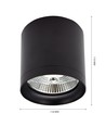 Deckenleuchte für AR111 GU10 - Schwarz, Ø11,8cm, 11cm hoch, Aluminium, ohne Leuchtmittel