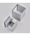 6W CUBIC PRO Wandleuchte - IP65, Silbergrau, durchschleifbar, verstellbar, eckig, Up/Down, Innen/Außen, inkl. Leuchtmittel