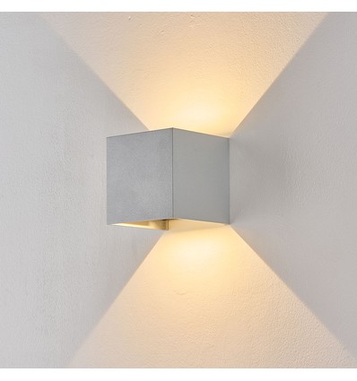 6W CUBIC PRO Wandleuchte - IP65, Silbergrau, durchschleifbar, verstellbar, eckig, Up/Down, Innen/Außen, inkl. Leuchtmittel