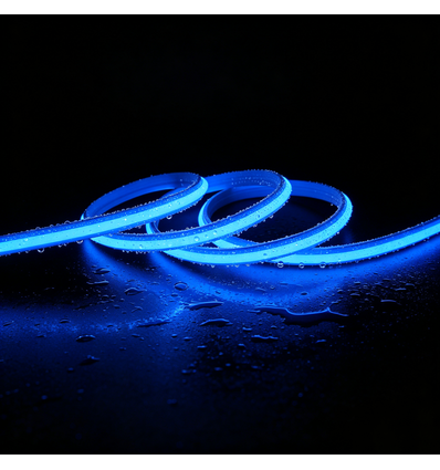 5m 9W/m Blau Slim COB Strip - 230V, IP67 wasserdicht, 296 LED, alle 10cm kürzbar