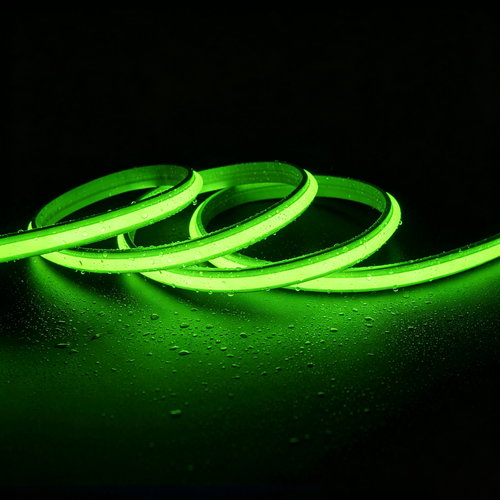 5m 9W/m Grüner Slim COB Strip - 230V, IP67 wasserdicht, 296 LED, alle 10cm kürzbar