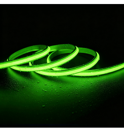 5m 9W/m Grüner Slim COB Strip - 230V, IP67 wasserdicht, 296 LED, alle 10cm kürzbar