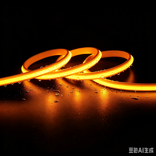 5m 9W/m Gelber Slim COB Strip - 230V, IP67 wasserdicht, 296 LED, alle 10cm kürzbar